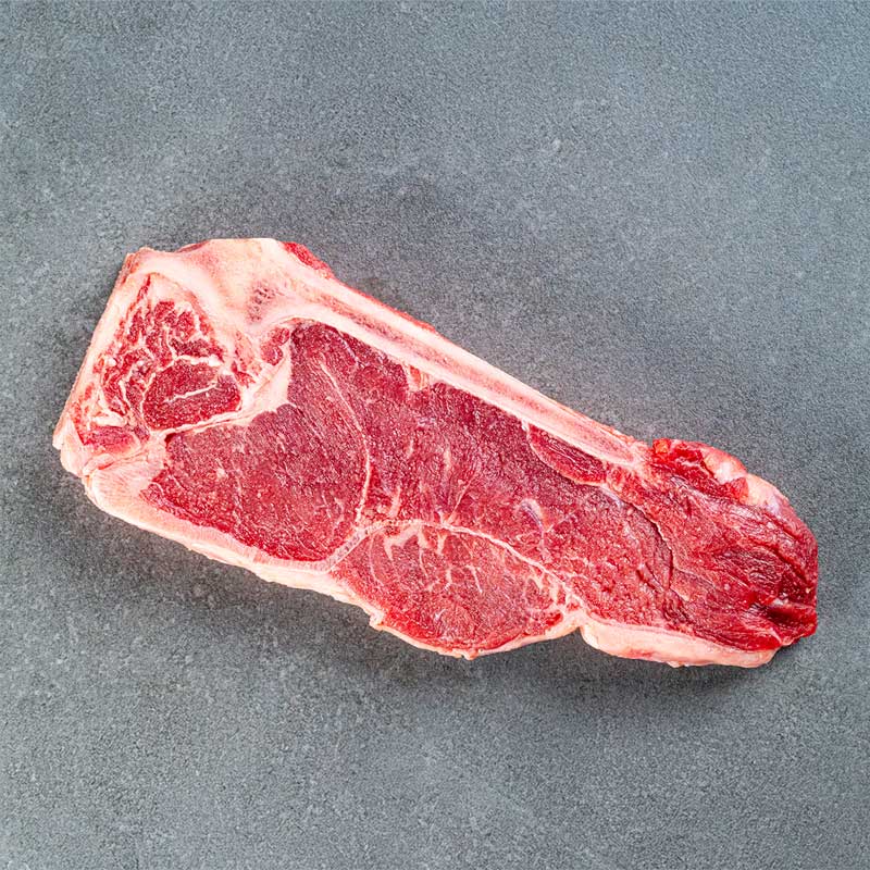 Premium Sirloin Steak von TAURBULL, Premium Black Angus Steak, roh, kräftig und saftig, Bonein, am Knochen